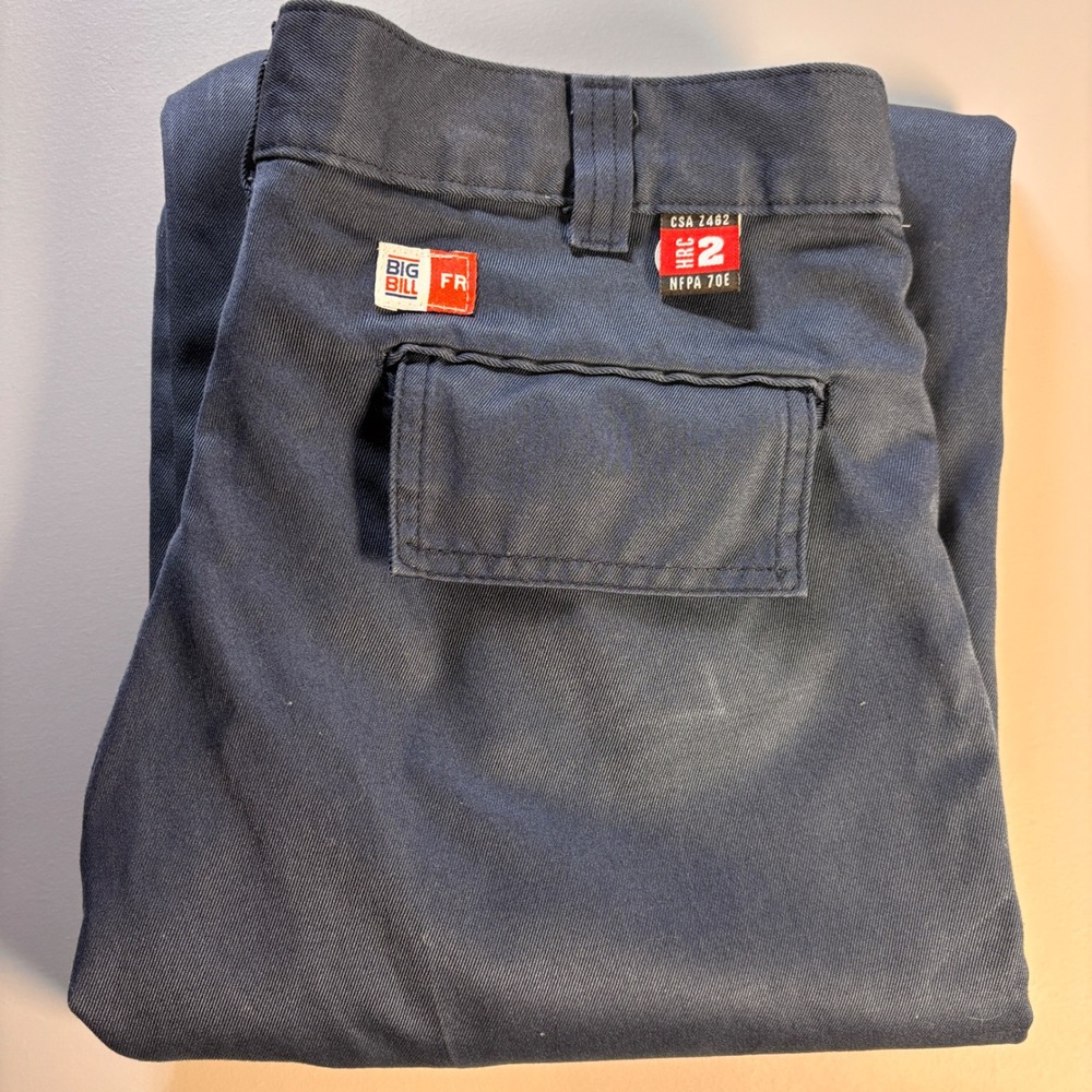 Big Bill FR Pants 34x30 Navy HRC 2 NFPA 70E 8.1 ATPV Flame Resistant Work - Picture 12 of 12